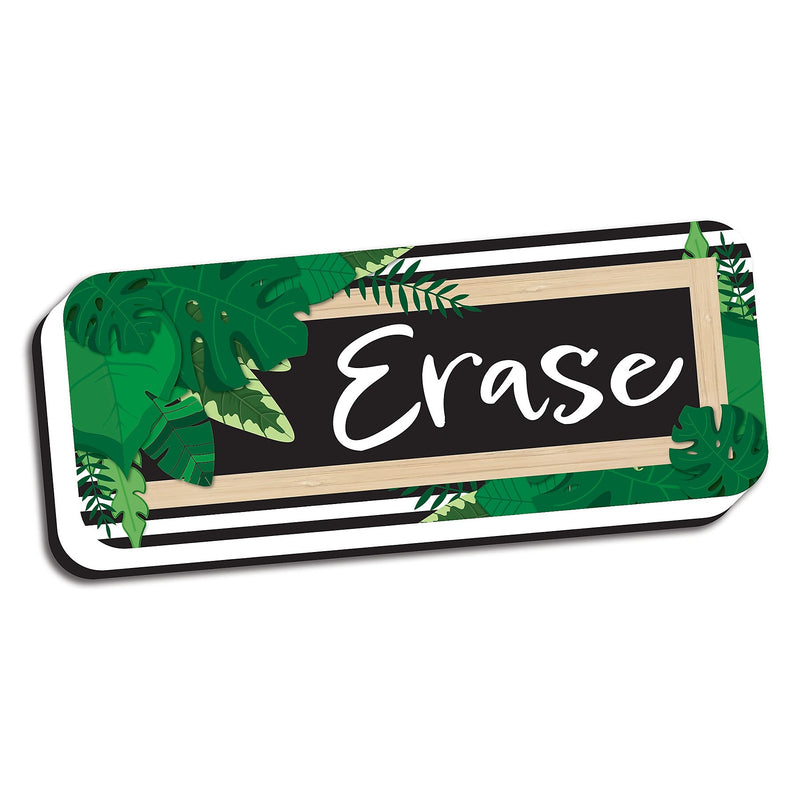 Ashley Productions Magnetic Whiteboard Eraser, Boho Style Leaves with Border, 2" x 5", Pack of 6