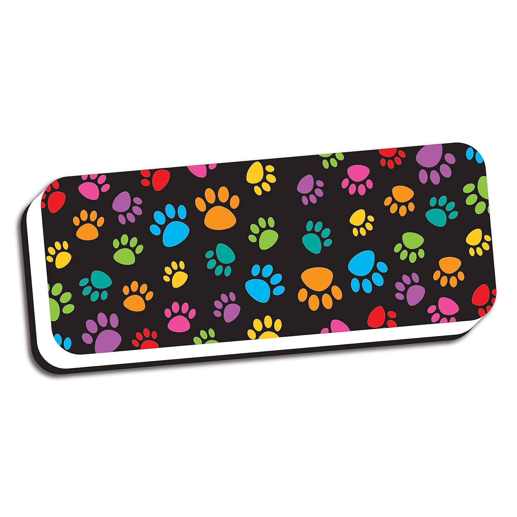 Ashley Productions Magnetic Whiteboard Eraser, Colorful Assorted Paw Pattern, 2" x 5", Pack of 6