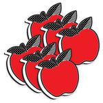 Ashley Productions Magnetic Whiteboard Eraser, Red Apple with Black and White Leaves, Pack of 6
