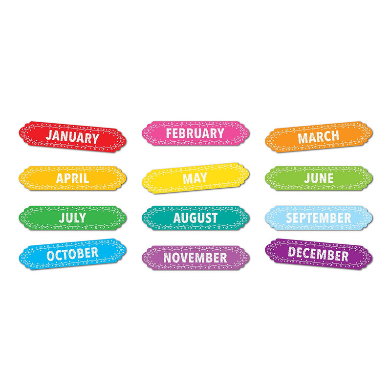 Ashley Productions Magnetic Die-Cut Timesavers & Labels, Months of the Year, Chalk Loops, 12 Per Pack, 3 Packs