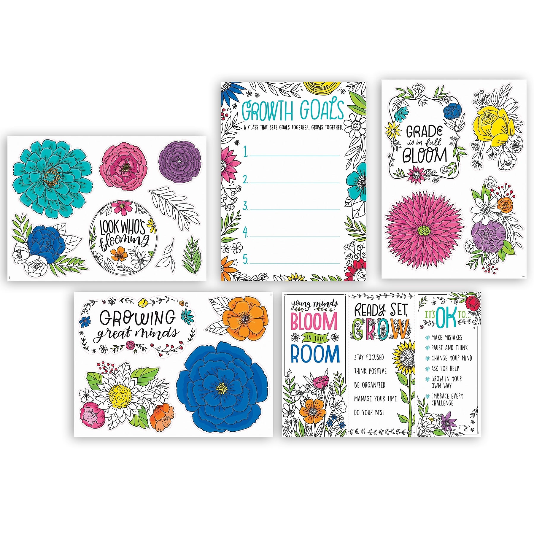Creative Teaching Press Bright Blooms Blooming Minds Bulletin Board Set, 20/Set (CTP10690)