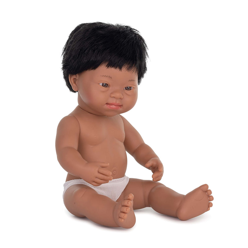 MINILAND Anatomically Correct 15" Baby Doll, Down Syndrome Hispanic Boy (MLE31237)