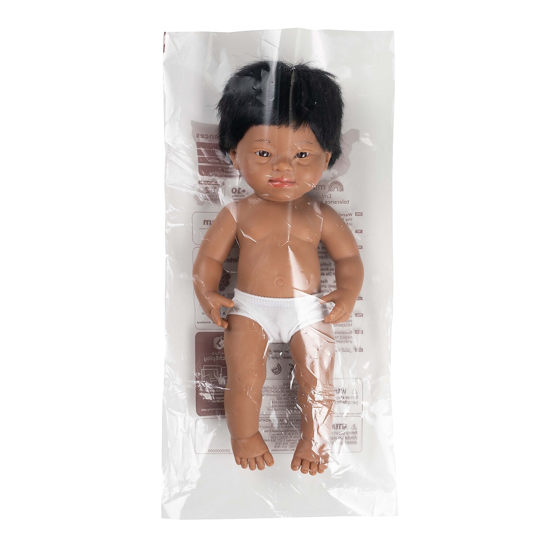MINILAND Anatomically Correct 15" Baby Doll, Down Syndrome Hispanic Boy (MLE31237)
