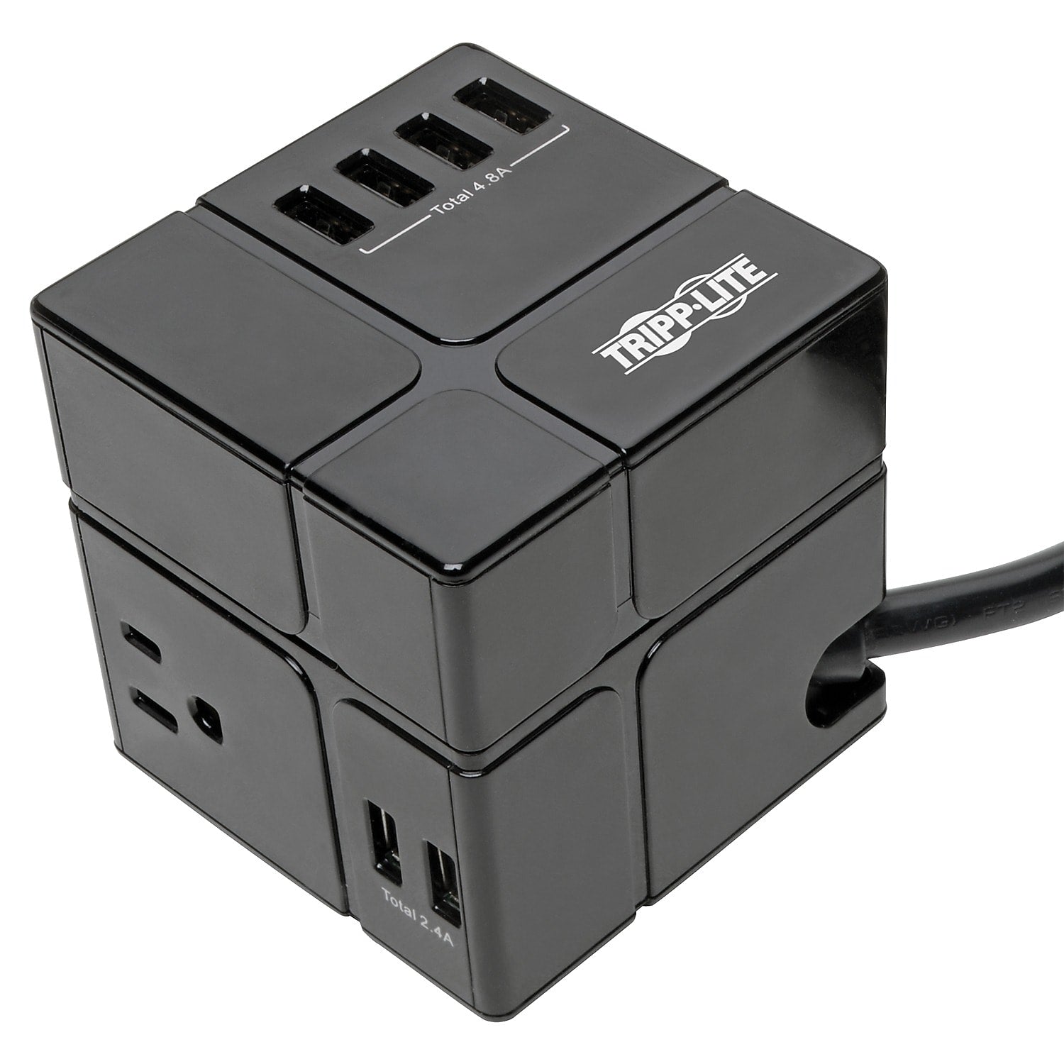Tripp Lite Protect It! 3-Outlet 6-USB Port Power Cube Surge Protector, Black (TRPTLP366CUBEUS)