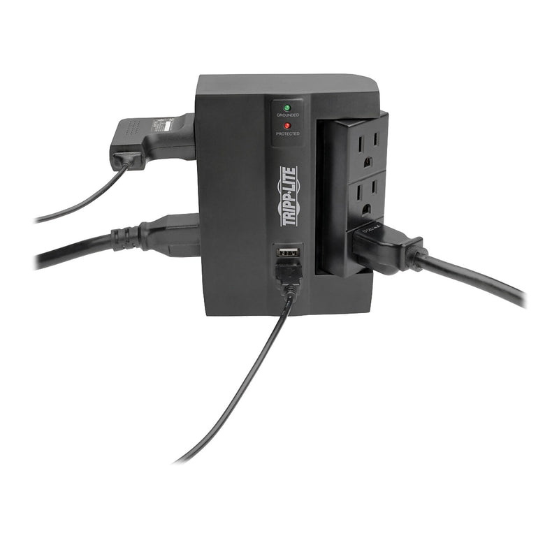 Tripp Lite Protect It! 6-Outlet 2-USB Port Surge Protector with 3 Rotatable Outlets, Black (SWIVEL6USB)