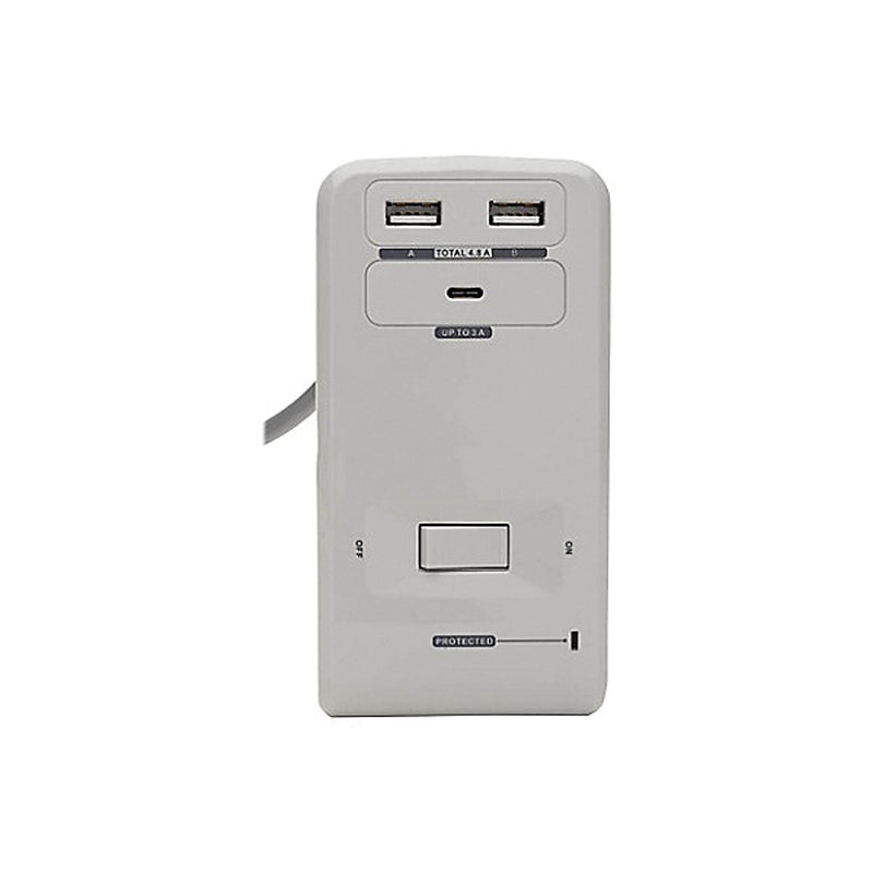 Tripp Lite Protect It! 6-Outlet 2-USB & 1-USB-C Port Surge Protector Desk Clamp, 8 ft., White (TRPTLP648USBC)