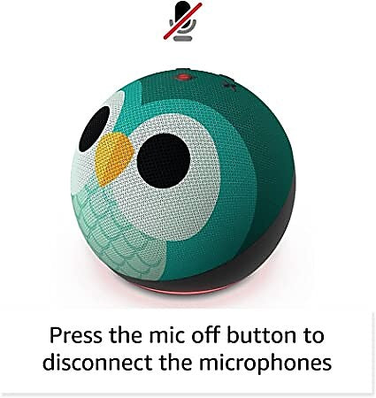 Amazon Echo Dot (5th Gen) Kids Bluetooth, Wi-Fi Wireless Smart Speaker, Owl (B09B9CD1YB)
