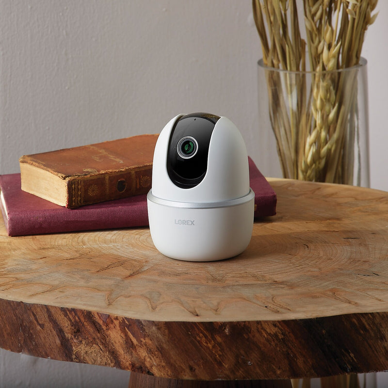 Lorex 2K QHD Indoor Wi-Fi Smart Pan-and-Tilt Security Camera with Person Detection, White (W462AQC-E)