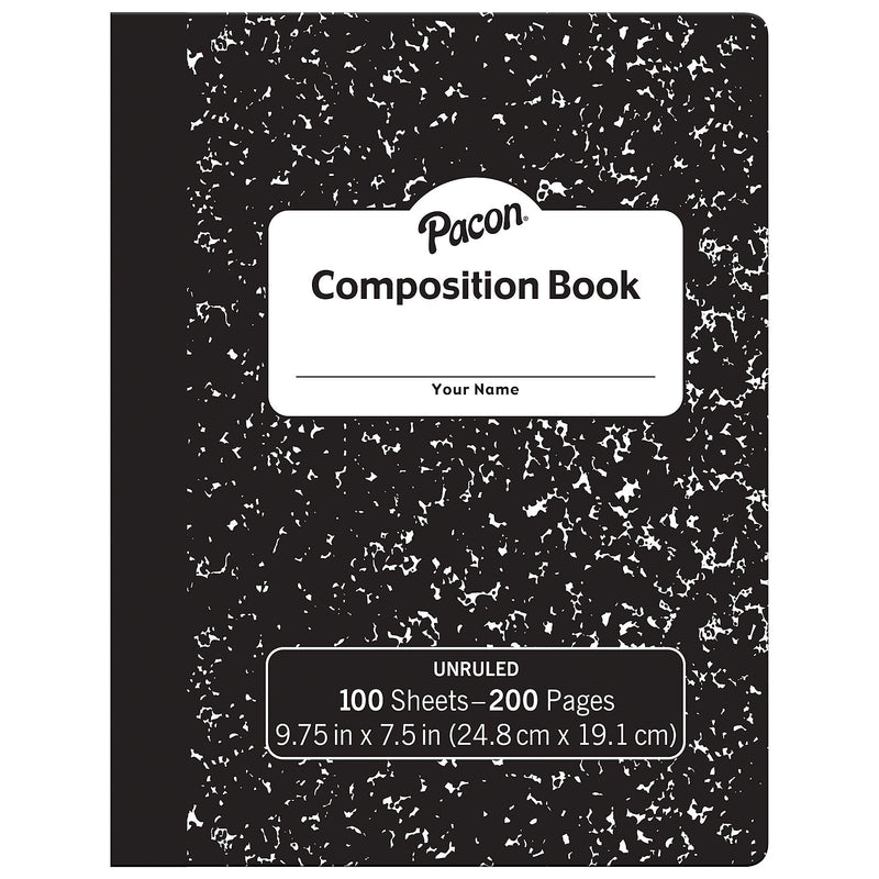 Pacon Composition Notebook, 9.75" x 7.5", 100 Sheets, Black, 6/Bundle (PACMMK37145-6)