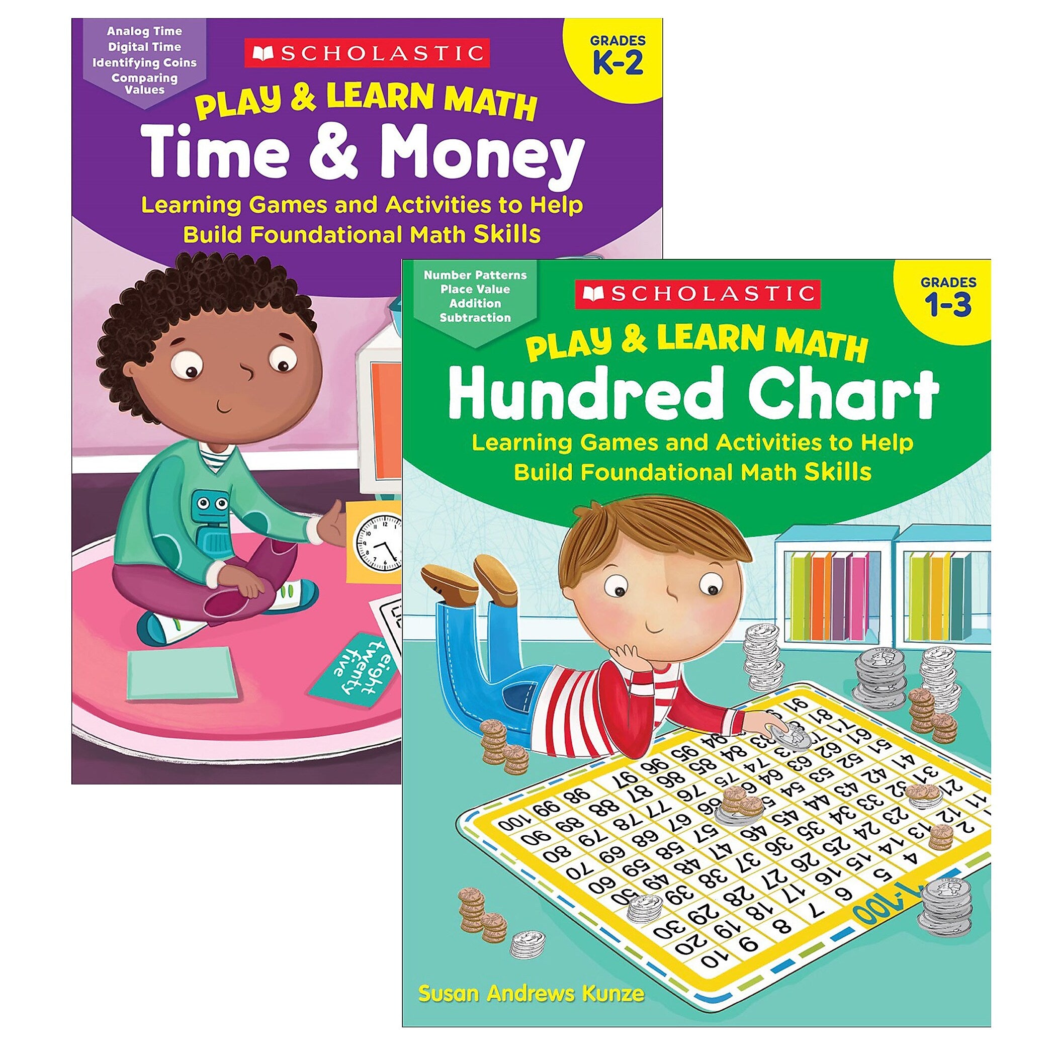 Scholastic Grade 1-3 Play & Learn Math Reproducible Workbooks, 2/Set