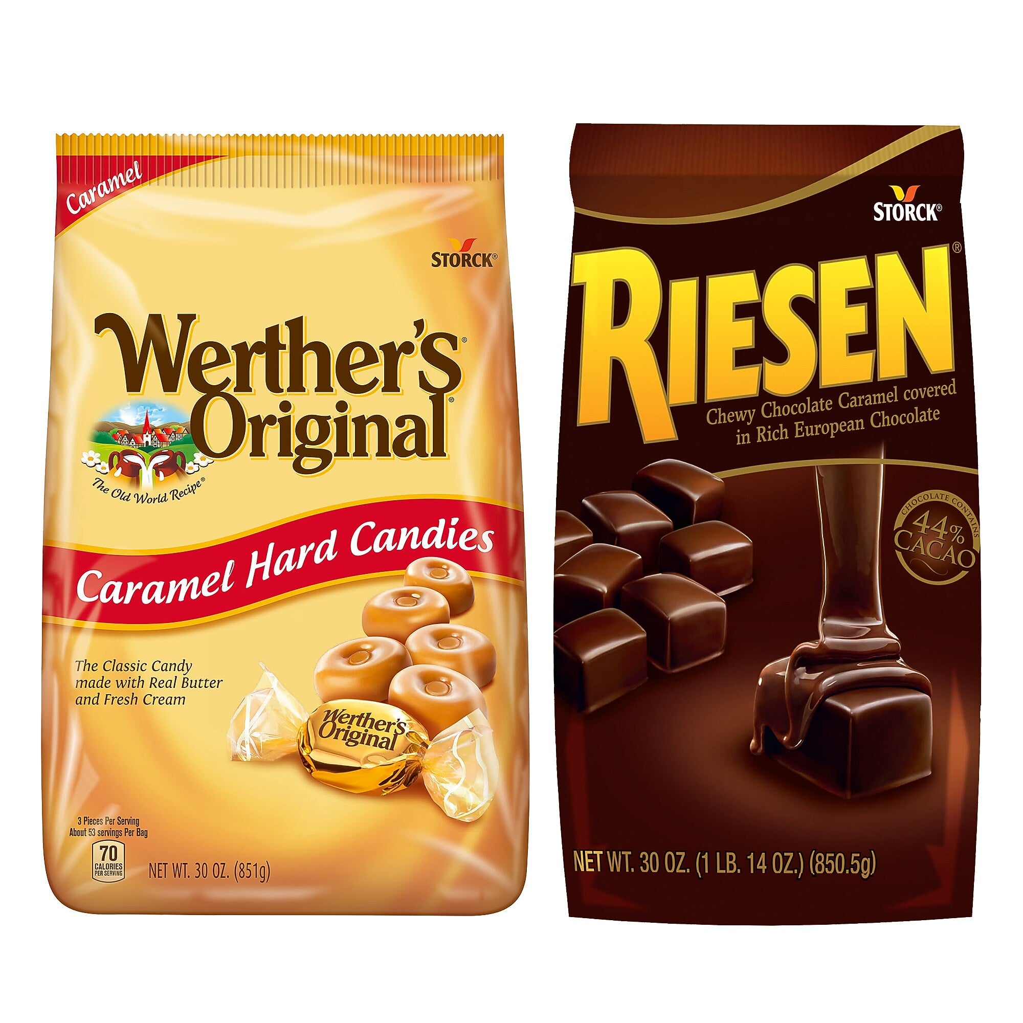 Riesen Carmel Chocolates and Werther's Original Carmel Hard Candies, 30 oz., 2/Bundle (600-00285)