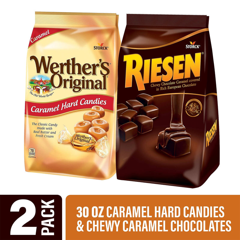 Riesen Carmel Chocolates and Werther's Original Carmel Hard Candies, 30 oz., 2/Bundle (600-00285)