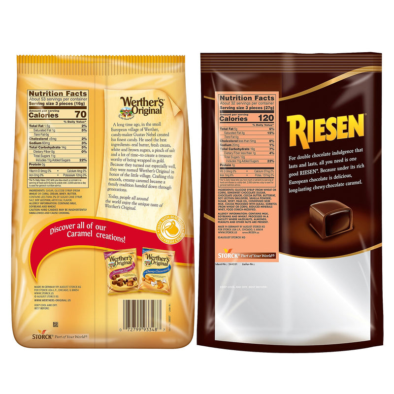 Riesen Carmel Chocolates and Werther's Original Carmel Hard Candies, 30 oz., 2/Bundle (600-00285)