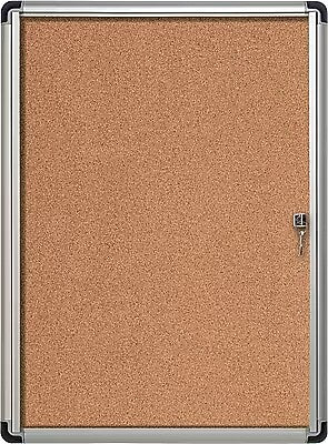 MasterVision® Slim-Line Enclosed Cork Bulletin Board, Cork, 38" X 28" X 1 3/8" (VT630101690)