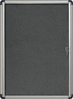 MasterVision® Slim-Line Enclosed Fabric Bulletin Board, Gray, 38" X 28" X 1 3/8" (VT630103690)