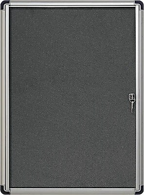 MasterVision® Slim-Line Enclosed Fabric Bulletin Board, Gray, 38" X 28" X 1 3/8" (VT630103690)