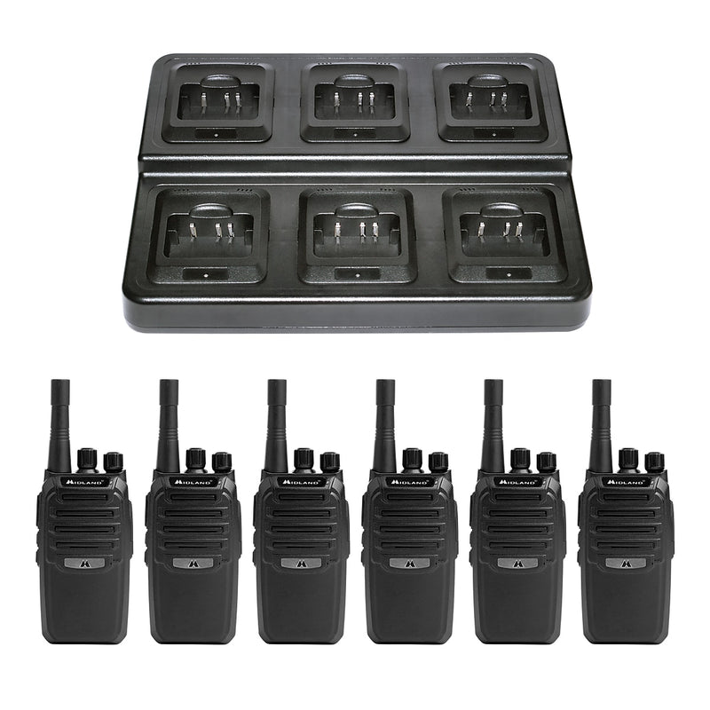 MIDLAND RADIO BR200 Two Way Radio with Multi Charger, Black, 6/Pack (BR200X6BGC)