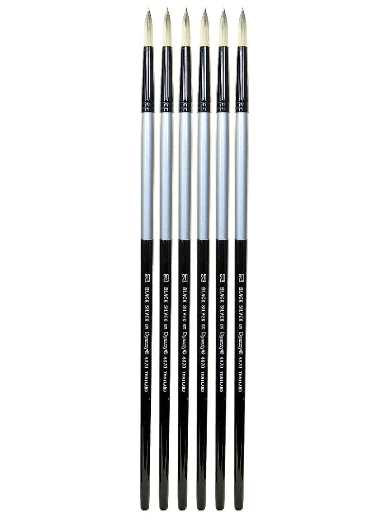Dynasty Black Silver Round Long Handle 20, 6/Pack (PK6-32860)