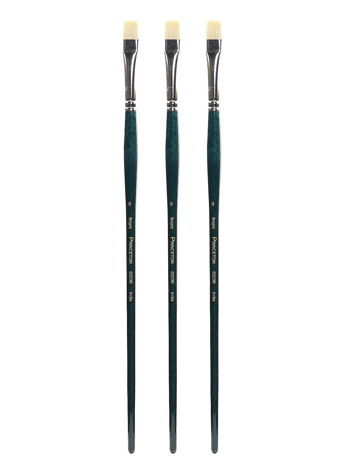 Princeton Series 5200 Ashely Better Interlocked Bristle Long Handle Brushes 6 bright [Pack of 3] (PK3-5200B-6)