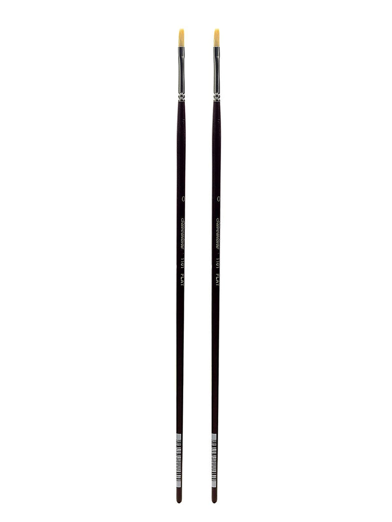 Silver Brush Silverstone Series Hog Bristle Brushes 0 flat 1101 [Pack of 2] (PK2-1101-0)