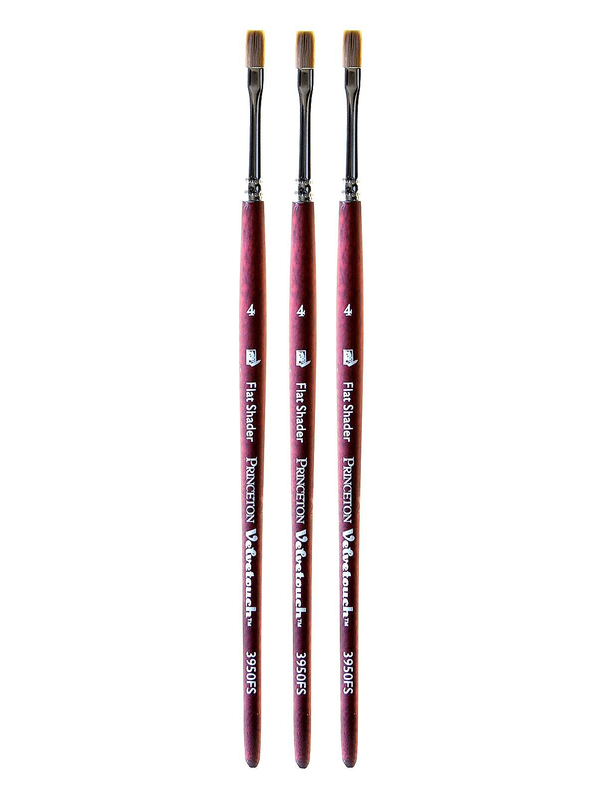 Princeton Velvetouch Mixed Media Brushes 4 flat shader [Pack of 3] (PK3-3950FS-4)