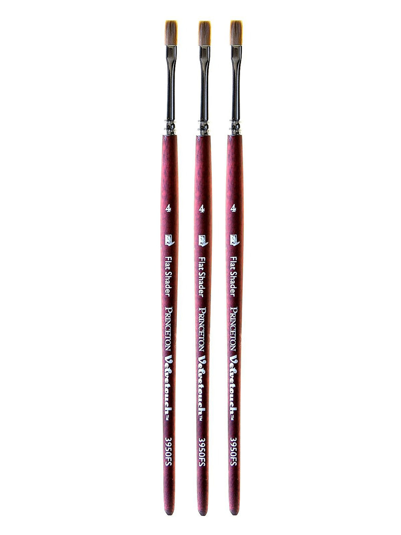 Princeton Velvetouch Mixed Media Brushes 4 flat shader [Pack of 3] (PK3-3950FS-4)