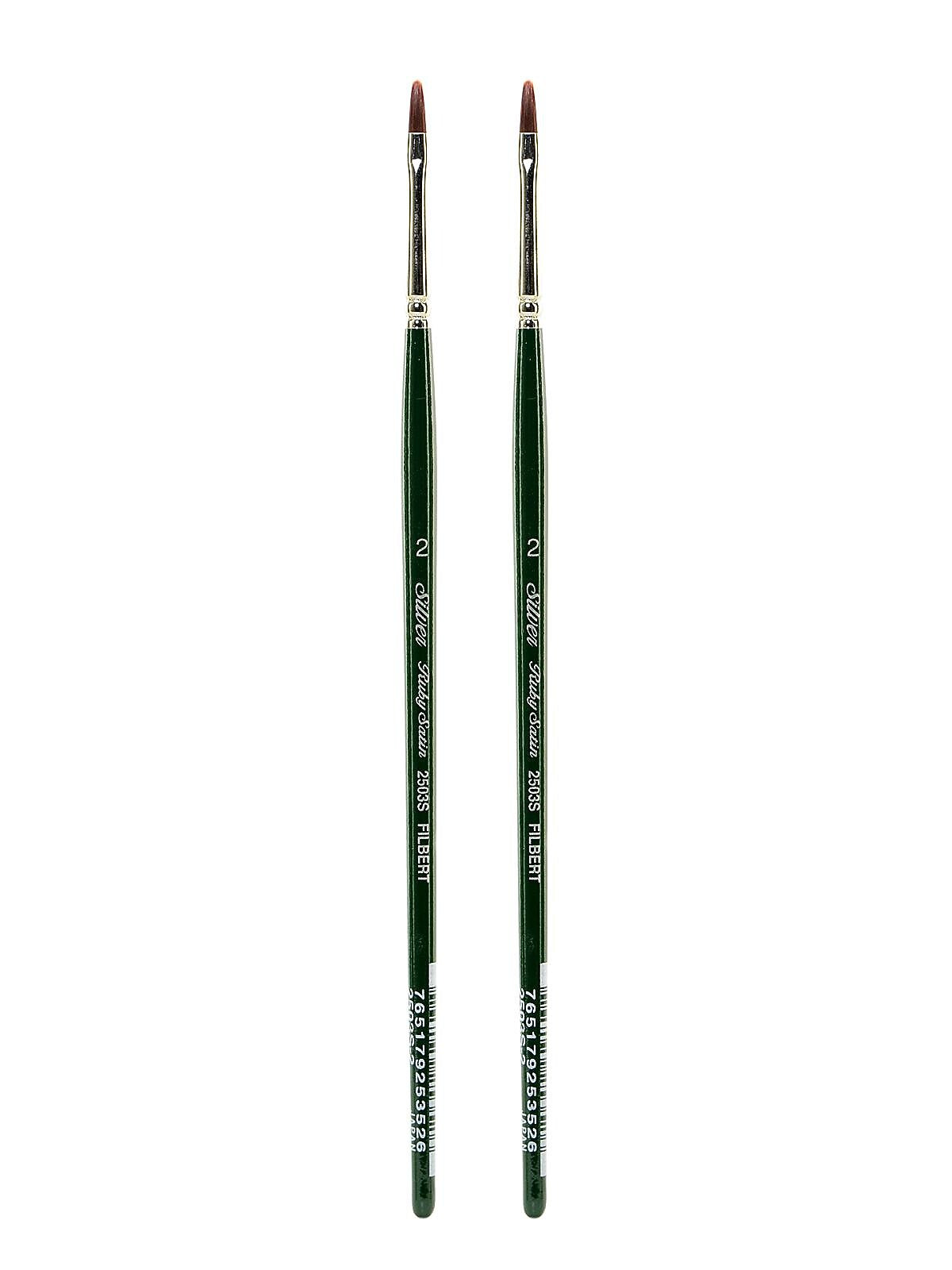 Silver Brush Ruby Satin Series Synthetic Brushes Short Handle 2 filbert 2503S [Pack of 2] (PK2-2503S-2)