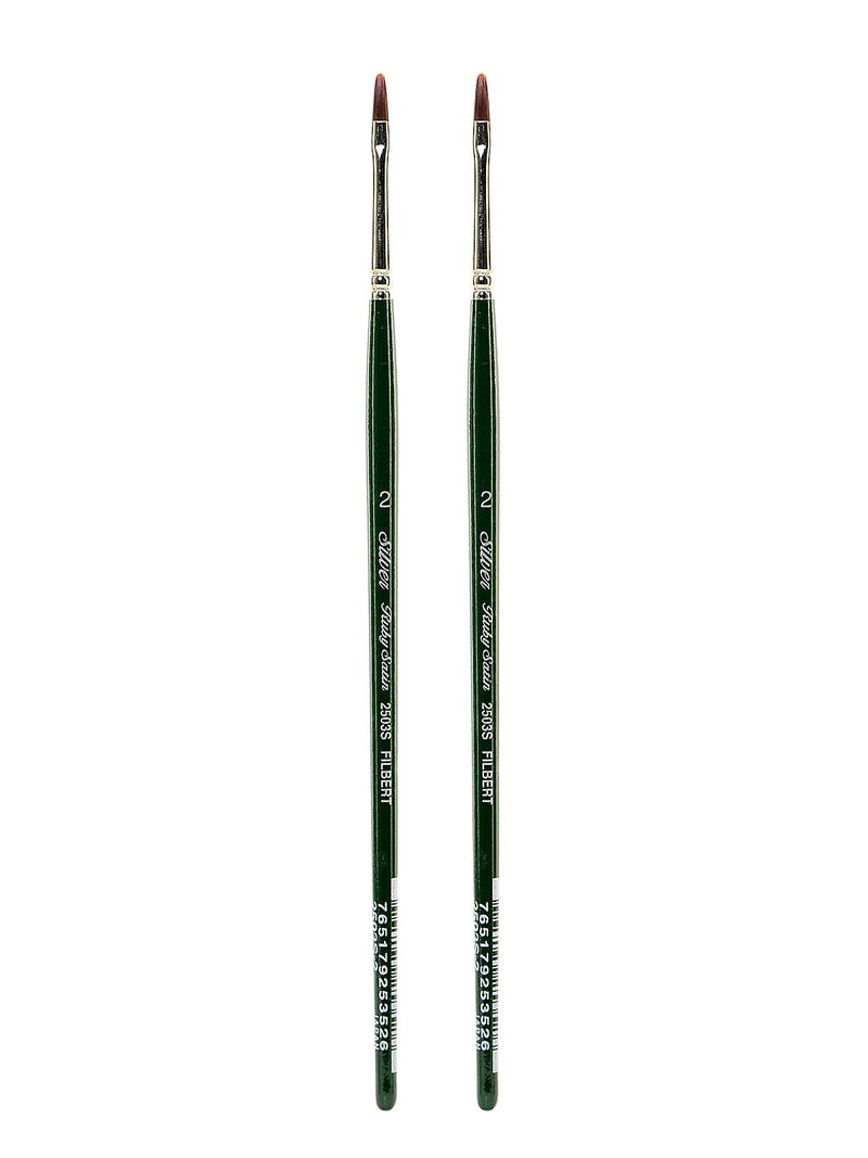 Silver Brush Ruby Satin Series Synthetic Brushes Short Handle 2 filbert 2503S [Pack of 2] (PK2-2503S-2)
