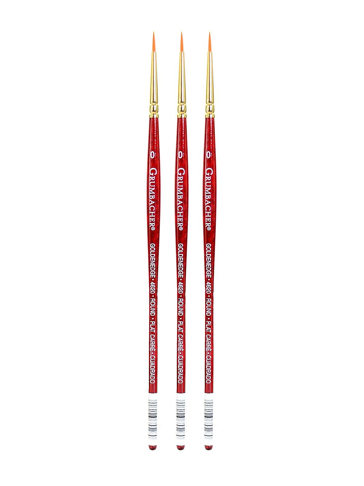 Grumbacher Goldenedge Watercolor Brushes, 0 Round, Pack of 3 (PK3-4620.Z)