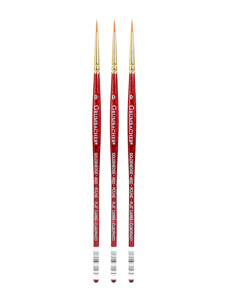 Grumbacher Goldenedge Watercolor Brushes, 0 Round, Pack of 3 (PK3-4620.Z)