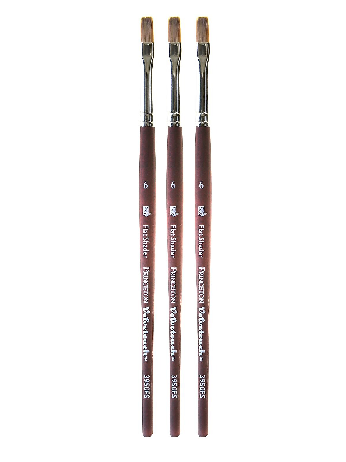 Princeton Velvetouch Mixed Media Brushes 6 flat shader [Pack of 3] (PK3-3950FS-6)