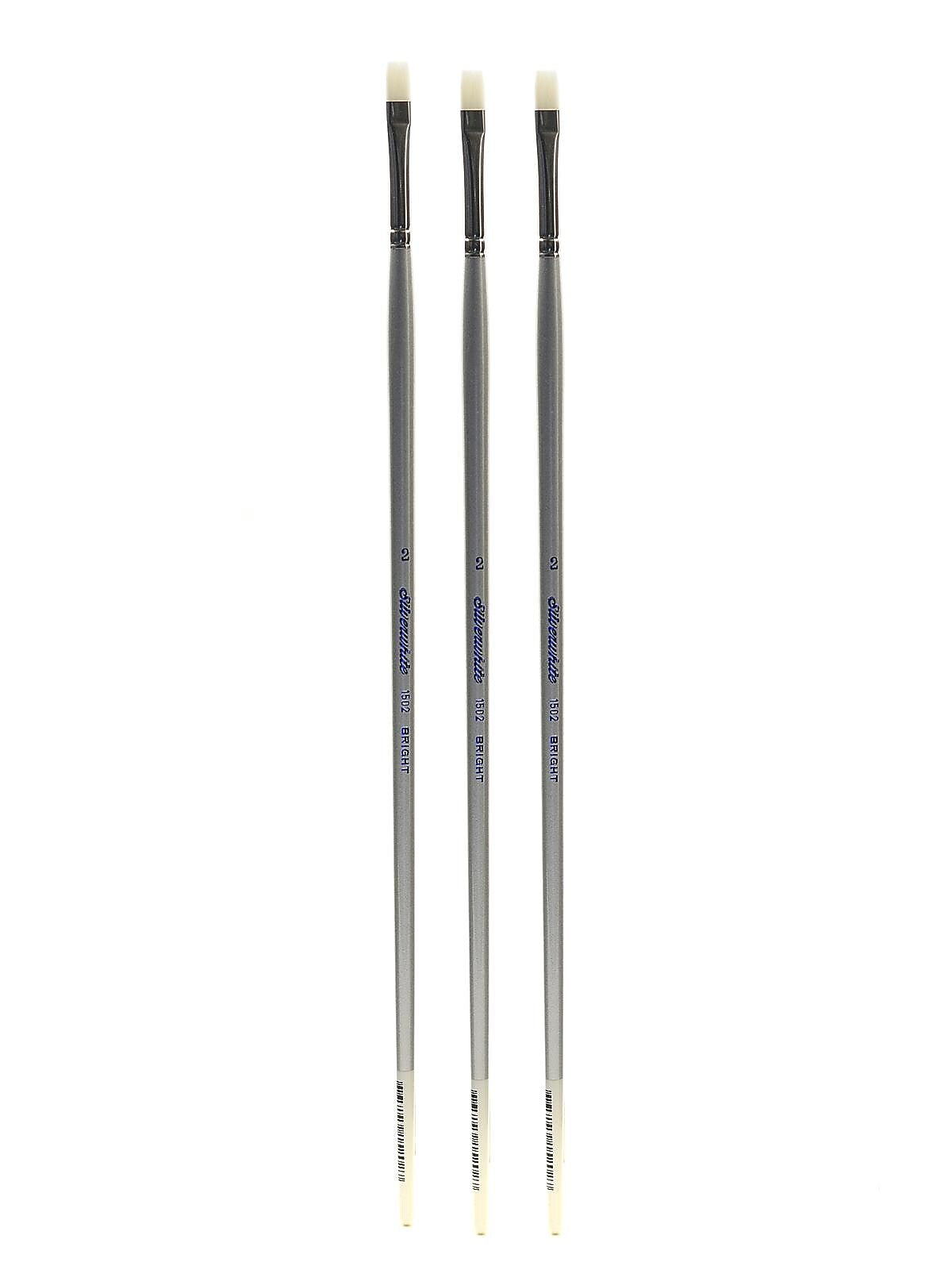 Silver Brush Silverwhite Series Synthetic Brushes Long Handle 2 bright [Pack of 3] (PK3-1502-2)