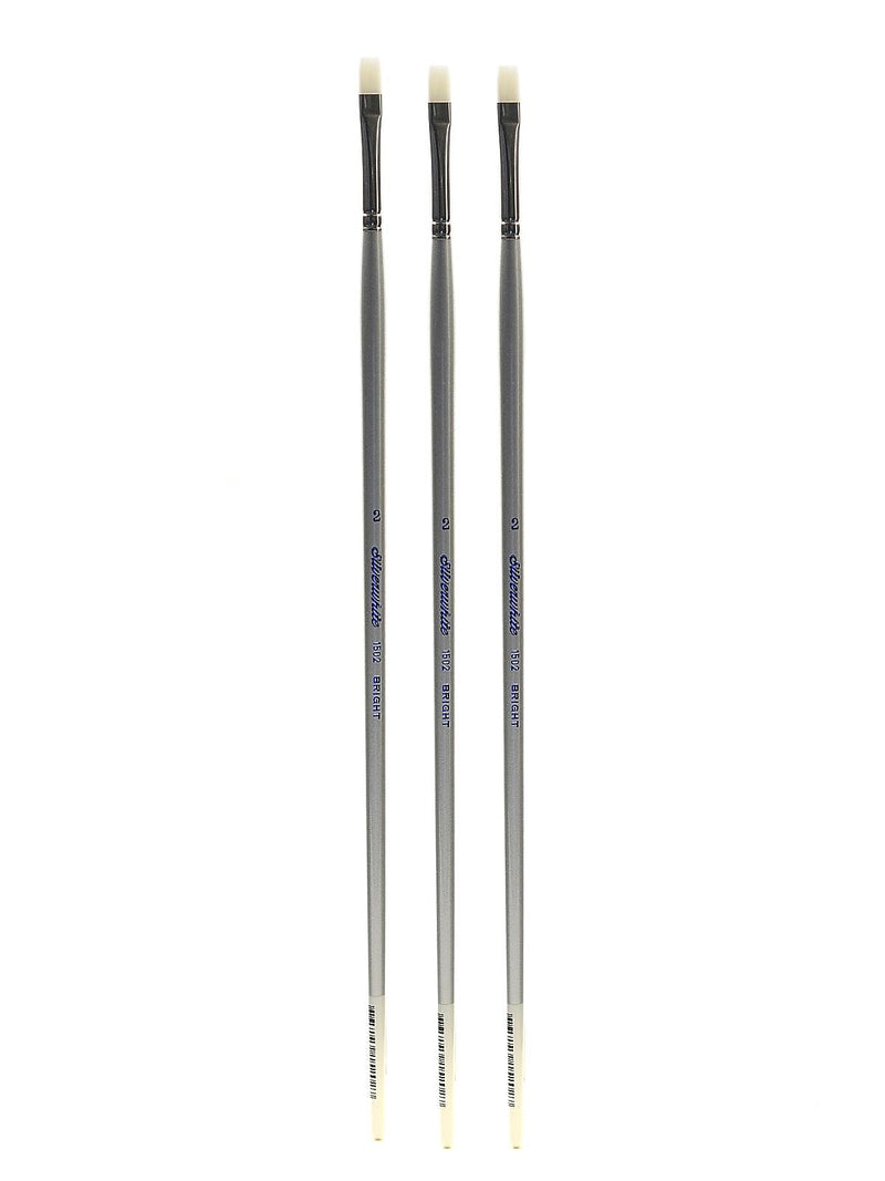 Silver Brush Silverwhite Series Synthetic Brushes Long Handle 2 bright [Pack of 3] (PK3-1502-2)