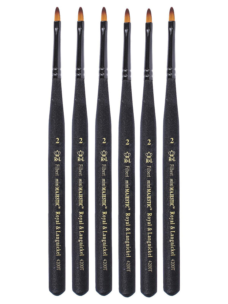 Royal and Langnickel Series 4200 Mini-Majestic Brushes 2 filbert [Pack of 6] (PK6-R4200T-2)
