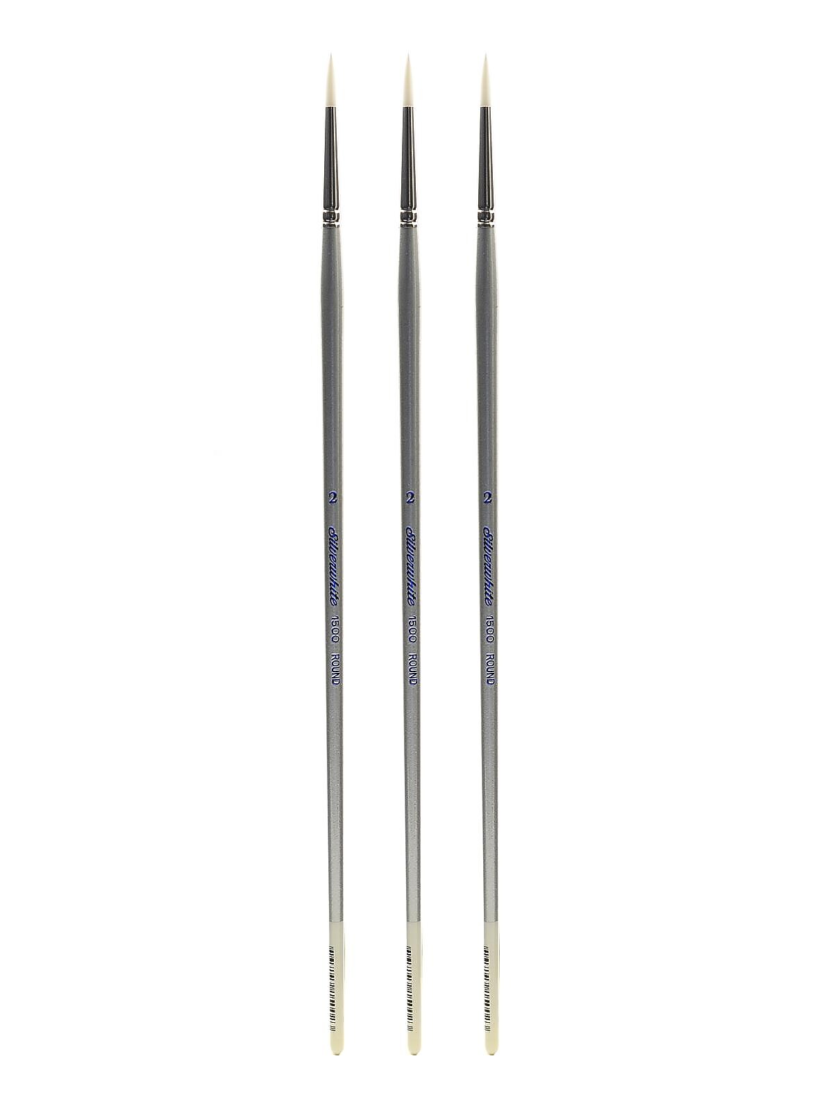 Silver Brush Silverwhite Series Synthetic Brushes Long Handle 2 round [Pack of 3] (PK3-1500-2)