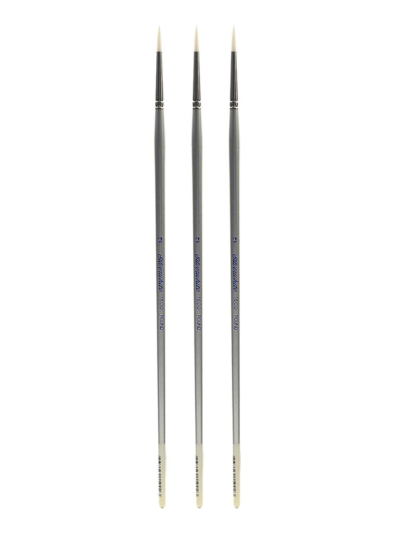 Silver Brush Silverwhite Series Synthetic Brushes Long Handle 2 round [Pack of 3] (PK3-1500-2)