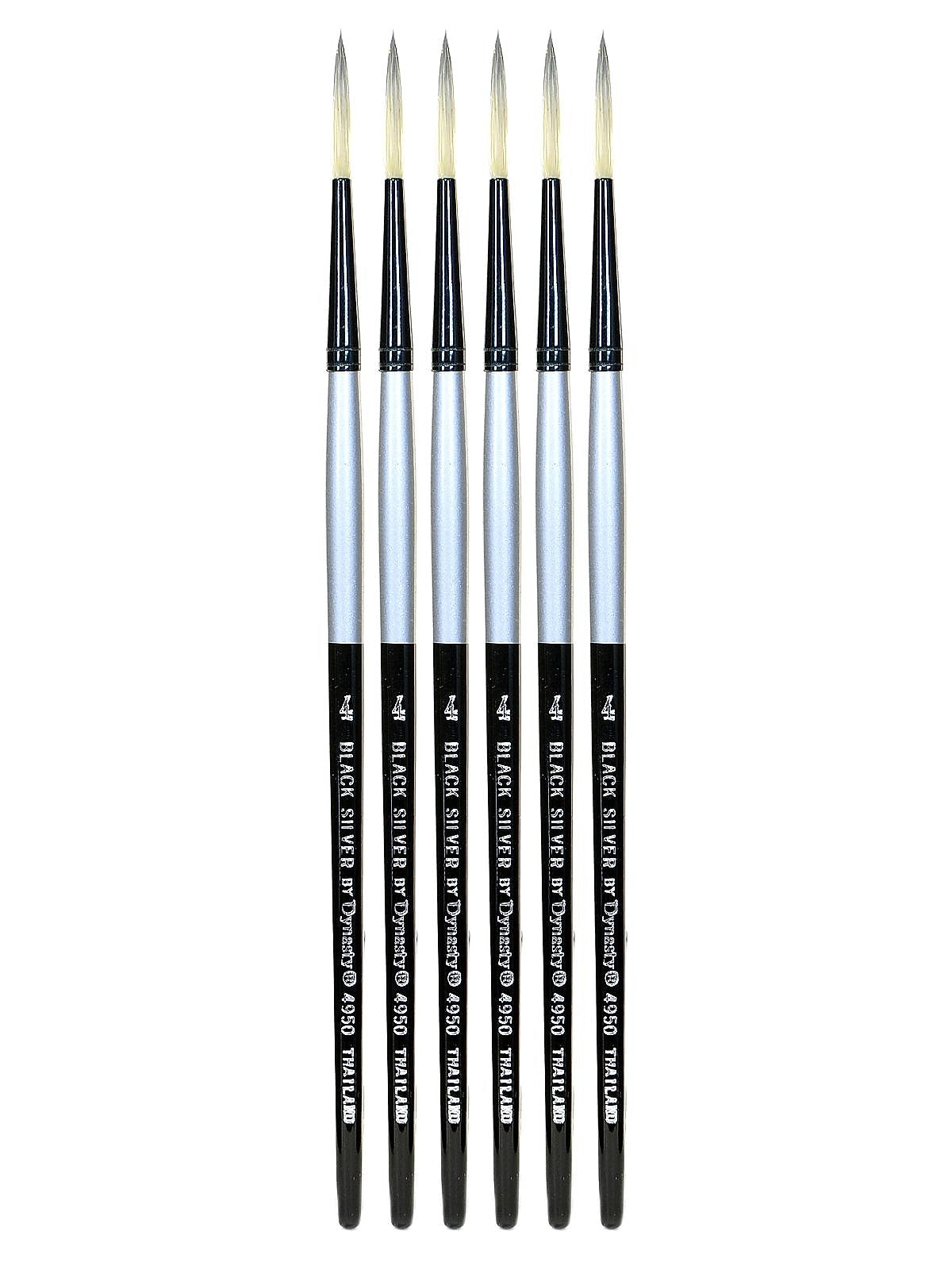 Dynasty Black Silver Long Liner Short Handle 4, 6/Pack (PK6-32820)