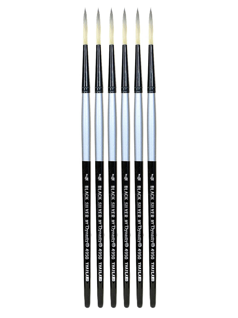 Dynasty Black Silver Long Liner Short Handle 4, 6/Pack (PK6-32820)
