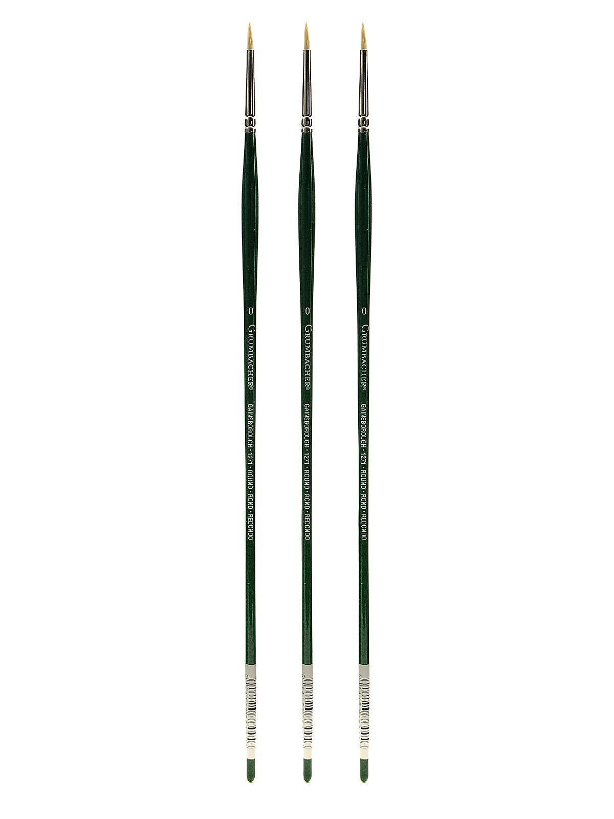 Grumbacher Gainsborough Oil and Acrylic Brushes 0 round [Pack of 3] (PK3-1271R.Z)