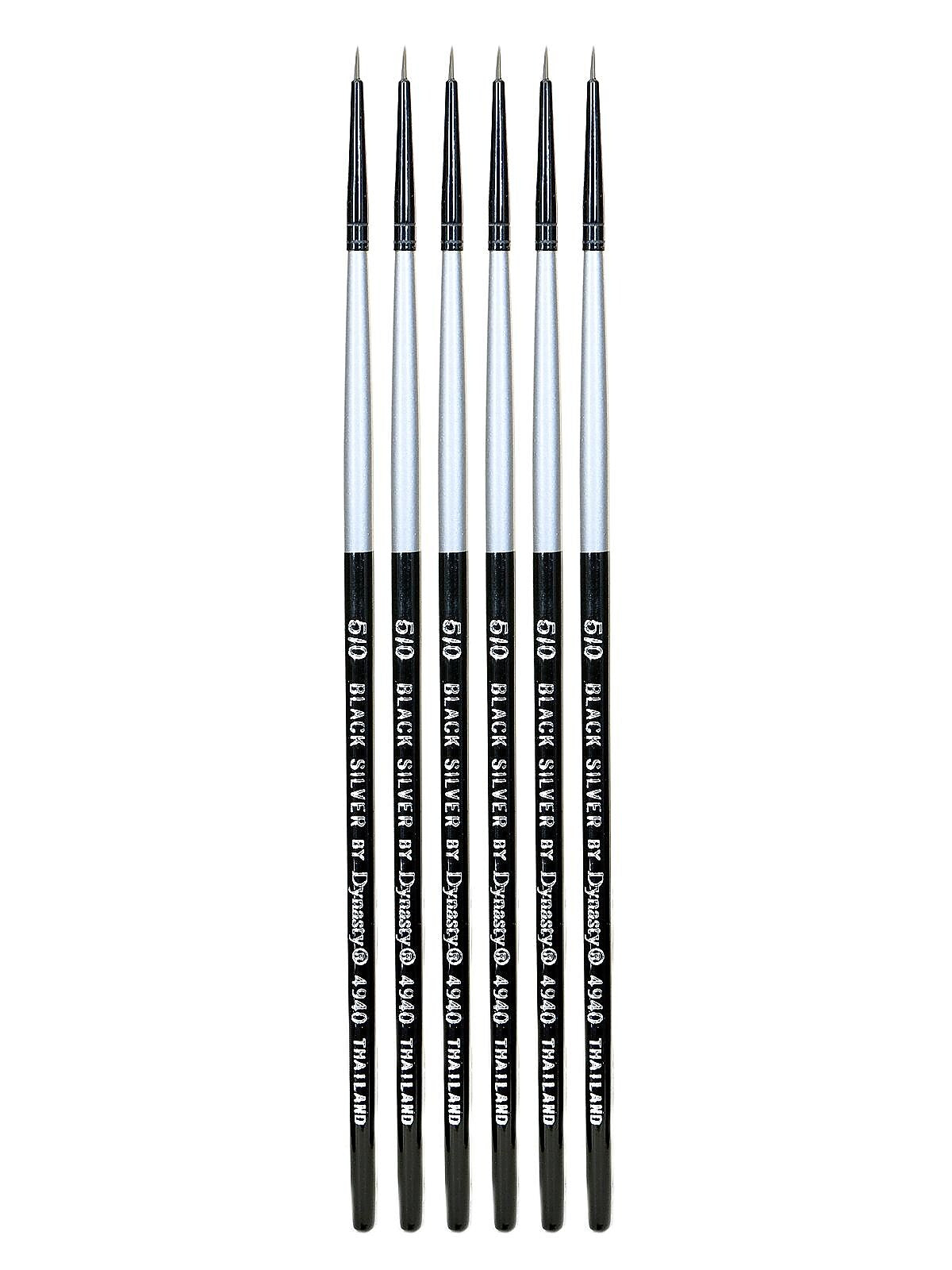 Dynasty Black Silver Liner Short Handle 5/0, 6/Pack (PK6-32816)