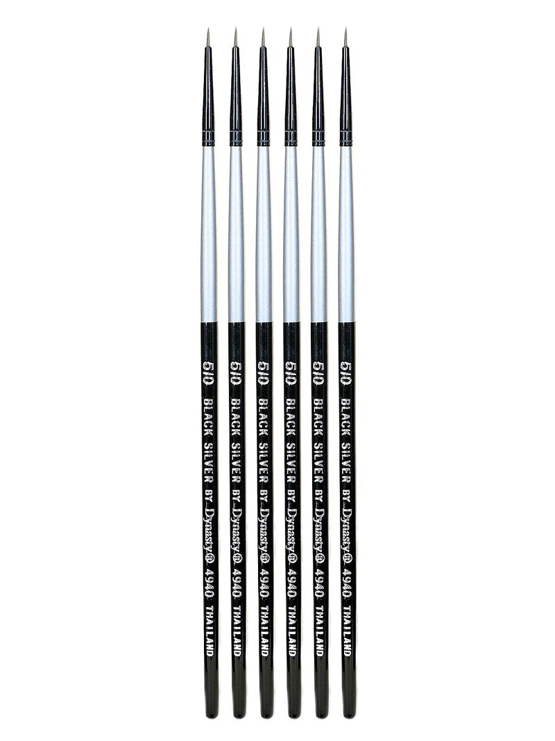 Dynasty Black Silver Liner Short Handle 5/0, 6/Pack (PK6-32816)