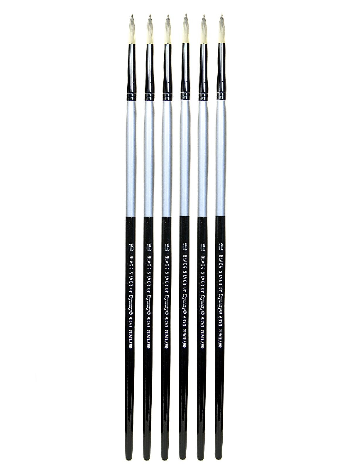 Dynasty Black Silver Round Long Handle 16, Pack of 6 (PK6-32859)