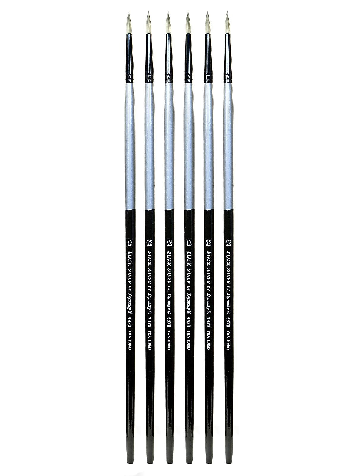 Dynasty Black Silver Round Long Handle 12, 6/Pack (PK6-32858)