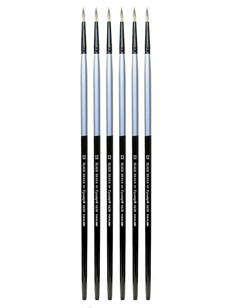Dynasty Black Silver Round Long Handle 12, 6/Pack (PK6-32858)