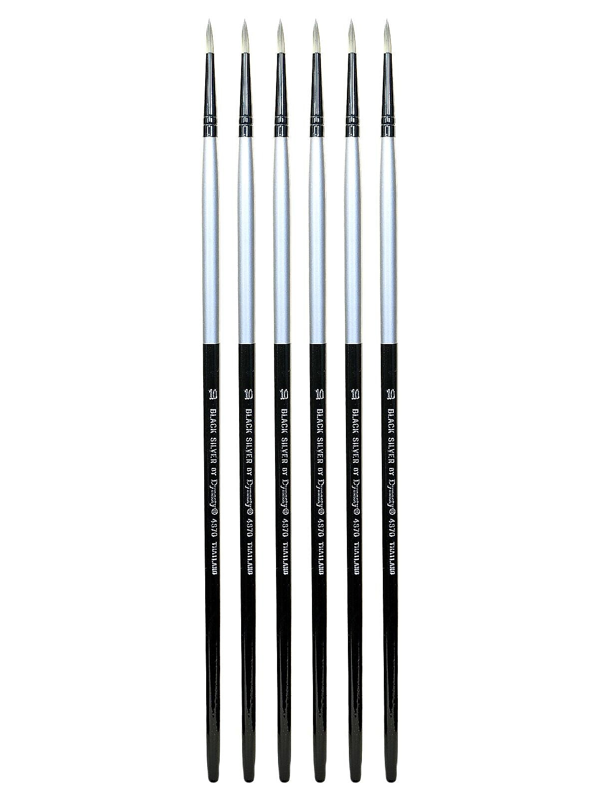 Dynasty Black Silver Round Long Handle 10, Pack of 6 (PK6-32857)