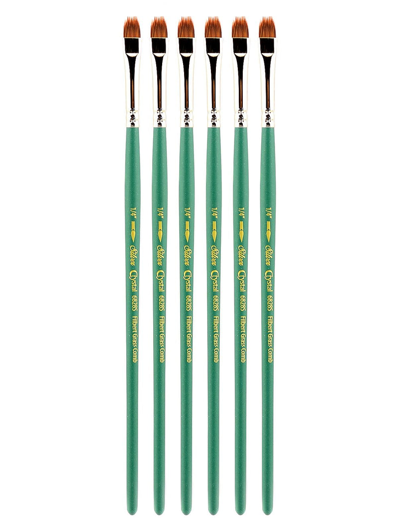 Silver Brush Crystal Series Brushes 1/4 in. filbert grass comb 6828S [Pack of 6] (PK6-6828S-1/4 in)