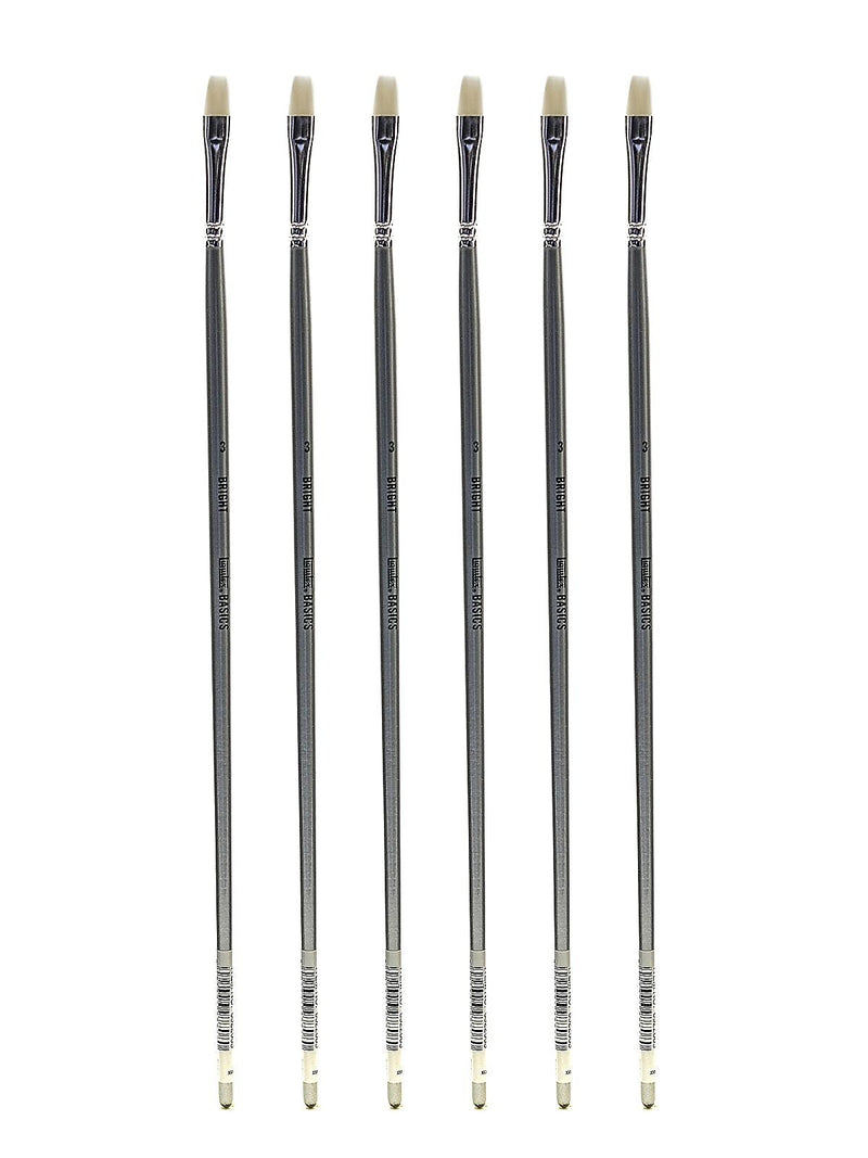 Liquitex Basics Brushes, Bright No. 3, Pack of 6 (PK6-6922003)