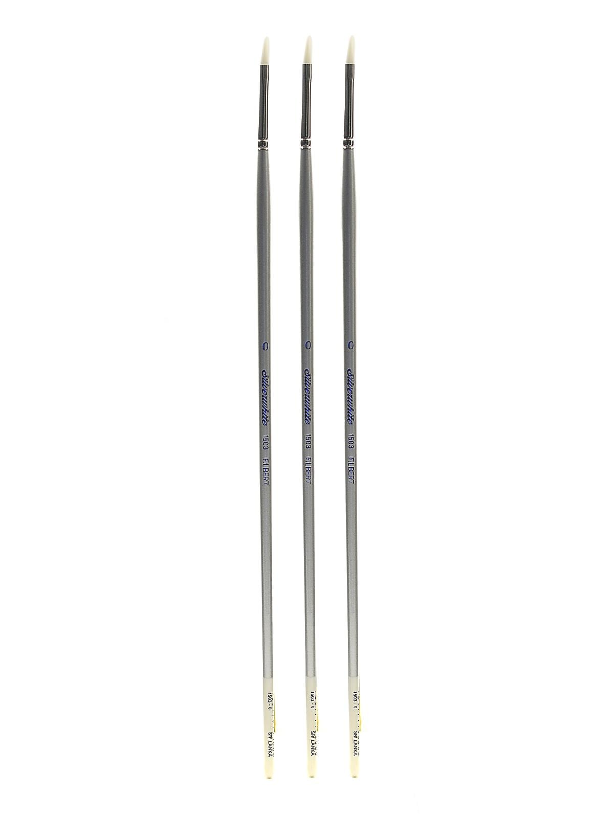 Silver Brush Silverwhite Series Synthetic Brushes Long Handle 0 filbert [Pack of 3] (PK3-1503-0)