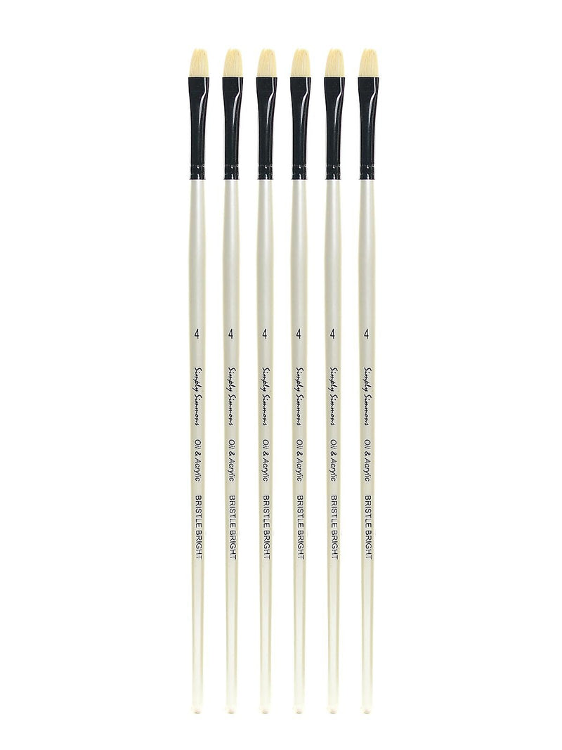 Robert Simmons Simply Simmons Long Handle Brushes, 4 Bristle Bright, Pack of 6 (PK6-255141004)