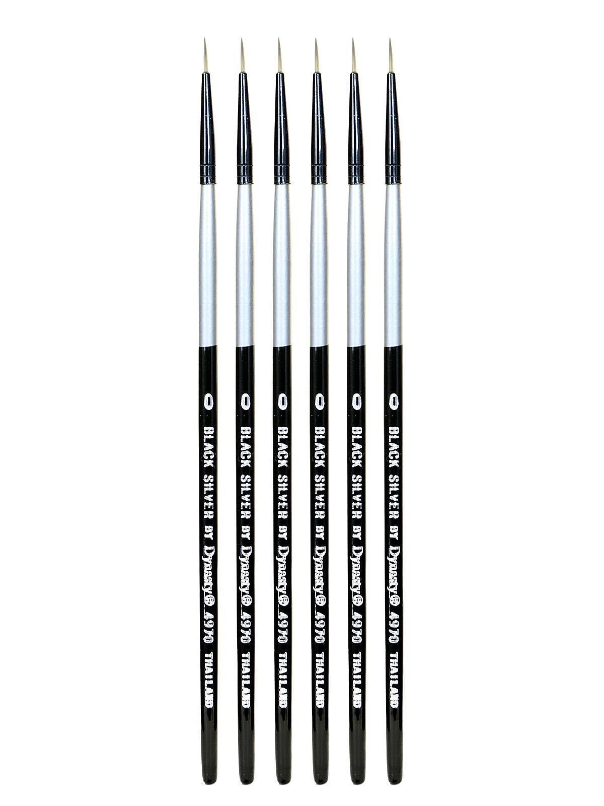 Dynasty Black Silver Round Short Handle 0, 6/Pack (PK6-32824)